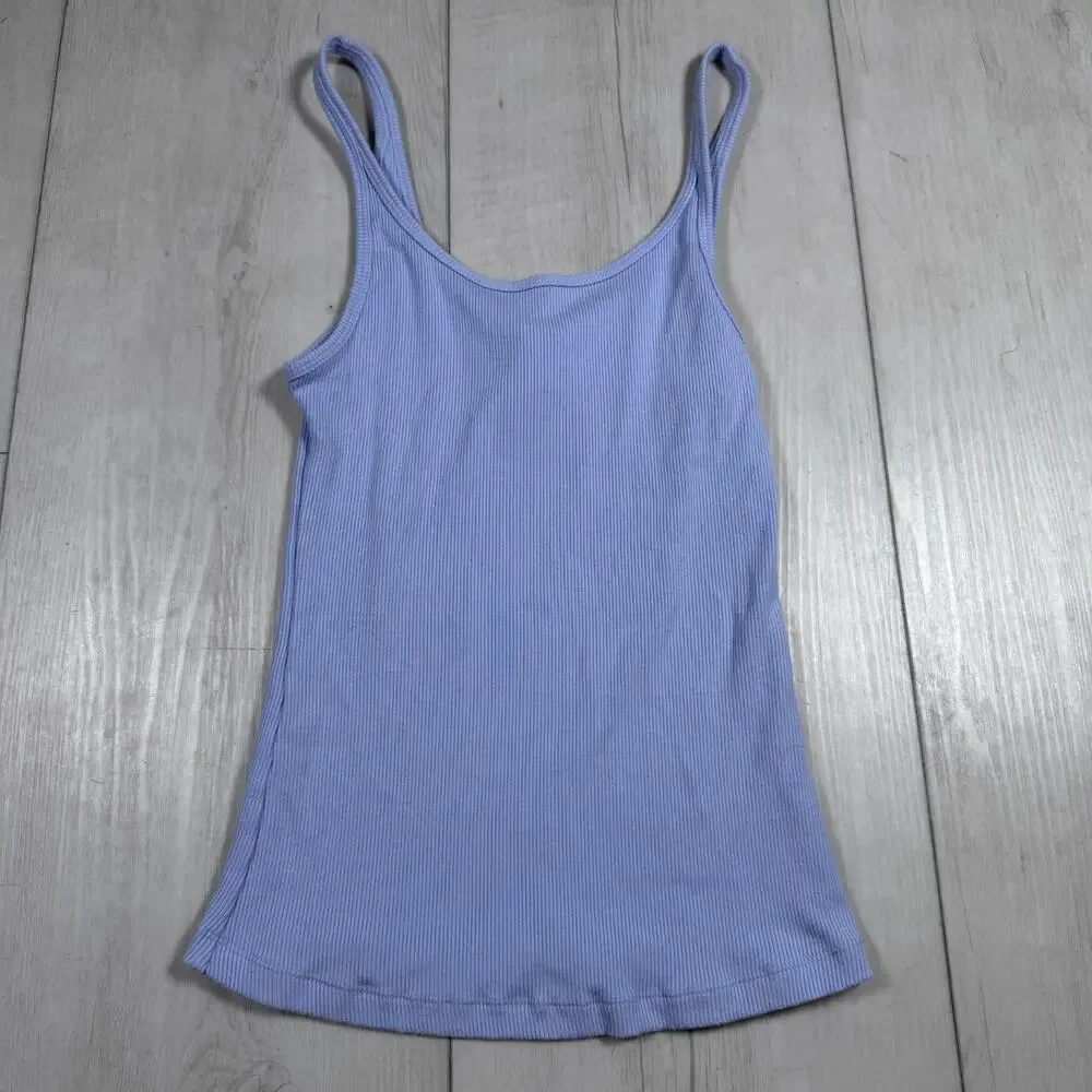 ALO Ribbed Adore Tank Women's SizeXS Light Blue Workout Pilates
